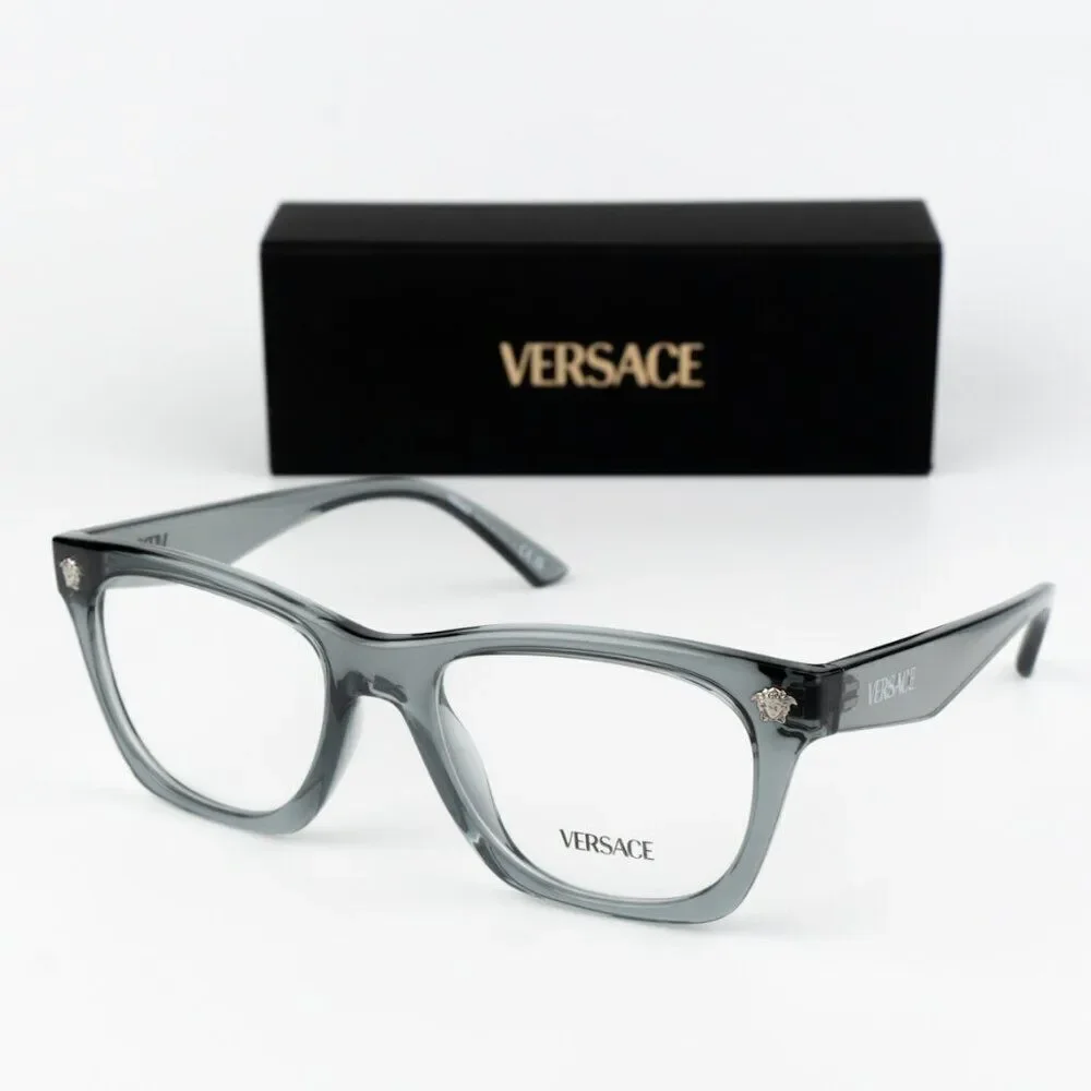 NEW Versace VE3363U 5496 Grey Transparent Square Unisex Eyeglasses VE 3363U